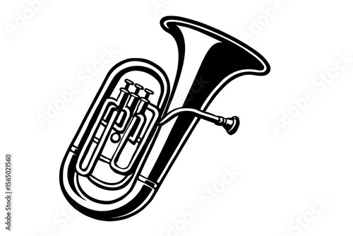 Tuba musical instrument vector illustration in monochrome style for music posters and designs