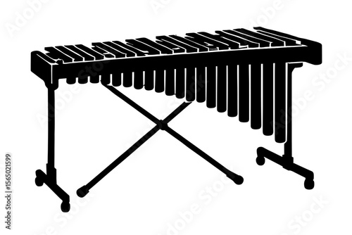 Elegant black silhouette of marimba musical instrument for design in vector illustration style