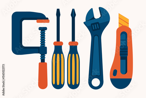 Toolkit vector illustration: flat design of tools for diy and home improvement