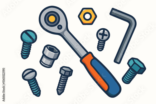 Hand tool collection vector illustration for diy projects and garage decor in flat style