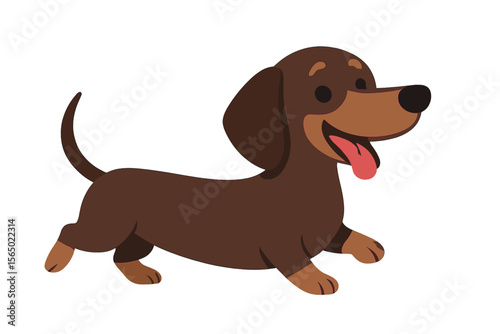 Happy dachshund dog in cartoon style vector illustration for children's design