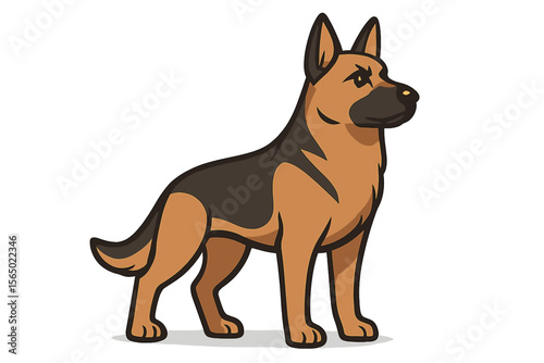 German shepherd vector illustration in cartoon style for design projects