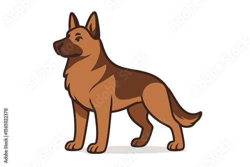 German shepherd in standing pose vector illustration for pet design
