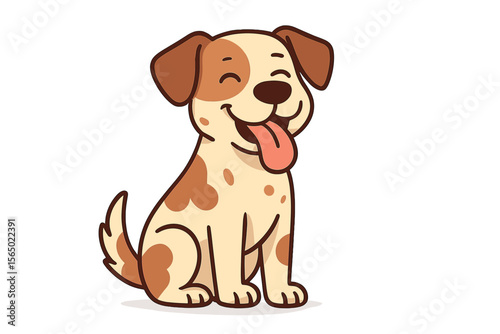 Happy cartoon dog with tongue out vector illustration - cute animal design for kids and pet lovers