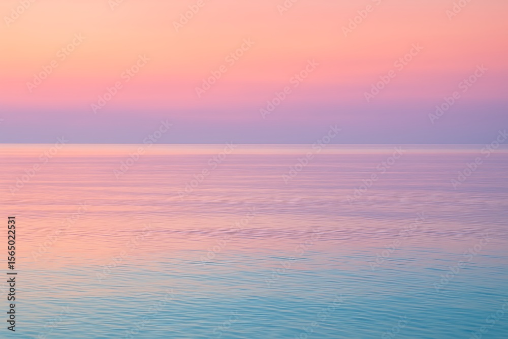 Naklejka premium dreamy pastel colors in ocean at sunrise, tranquil seaside landscape