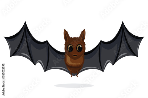Flying Bat Vector Illustration. Vector illustration of a bat flying with spread wings.