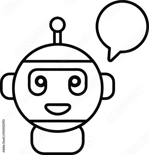 Friendly chatbot face with a speech bubble isolated on transparent background