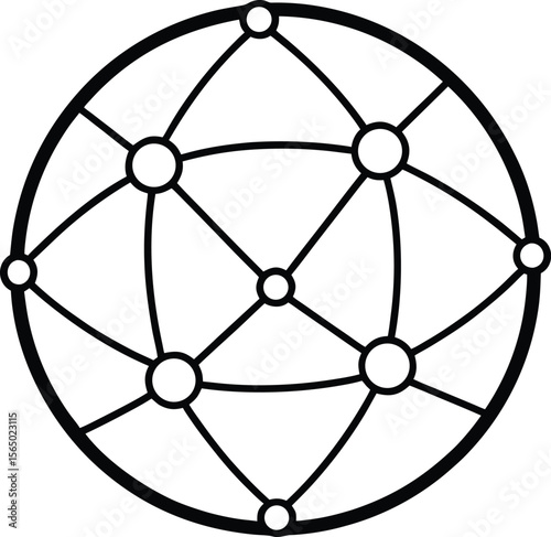 Global network connection with digital neural grid isolated on transparent background