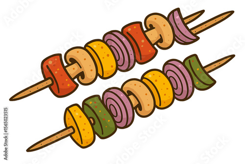 Colorful skewer food vector illustration for culinary decoration