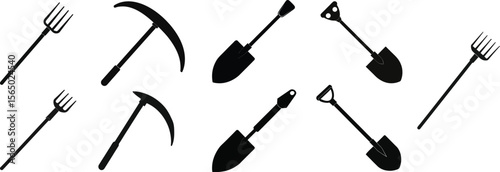 Collection of Farming tools, Silhouette vectors