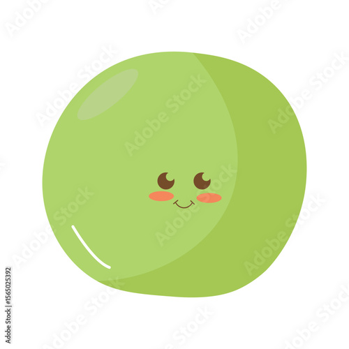 Cute Green Pea Cartoon Character  Illustration