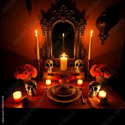 skull with flowers dia de muertos