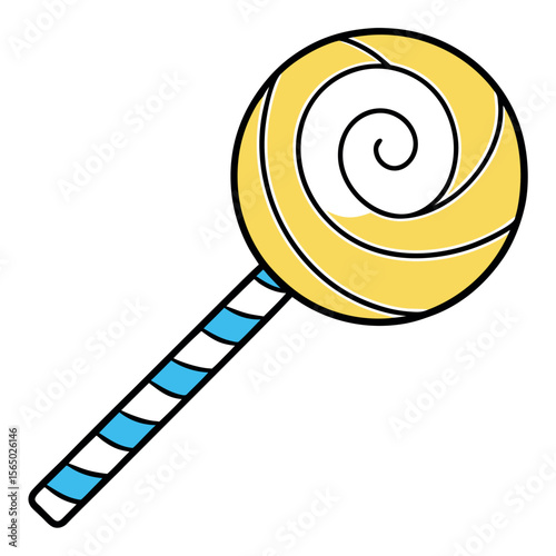 Swirl lollipop with striped stick candy sweet