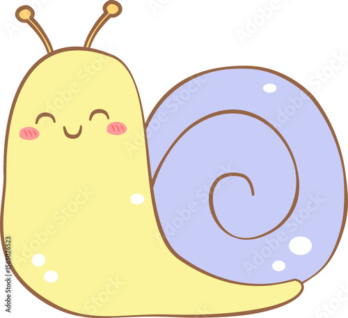 Funny cartoon snail illustration with a cute shell 