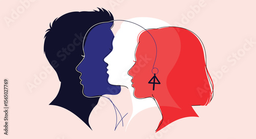 Understanding Different Perspectives Through Silhouette Profiles in Conversation and Connection Illustration Style