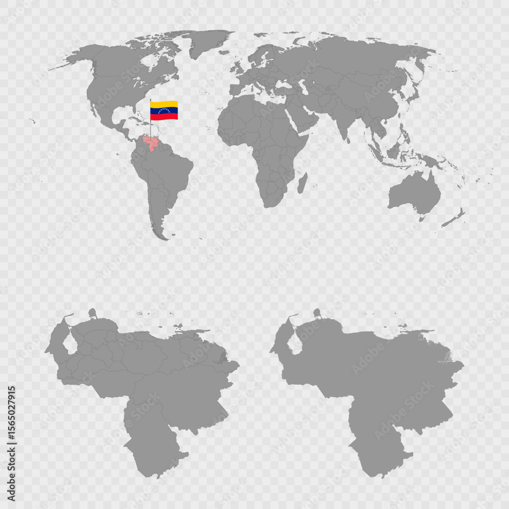 Obraz premium Venezuela Map Set with World Location.