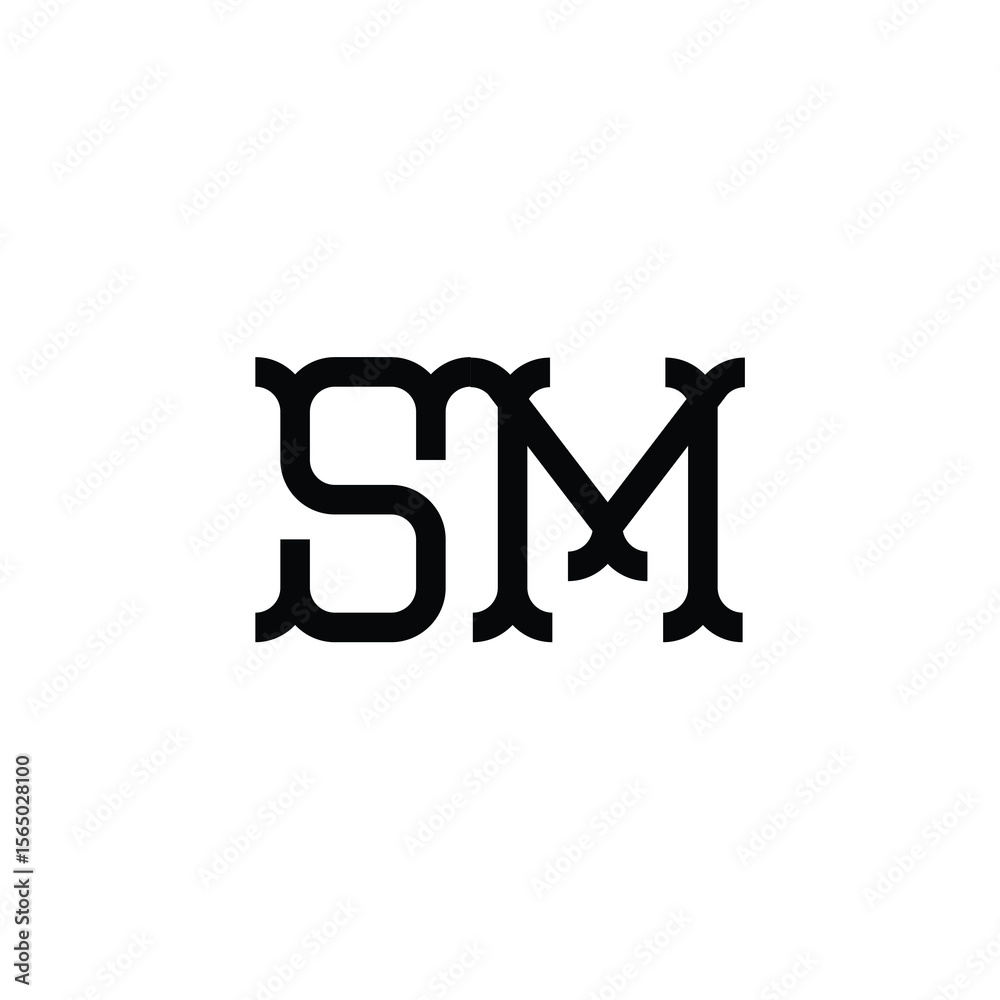 Fototapeta premium SM monogram logo design letter text name symbol monochrome logotype alphabet character simple logo