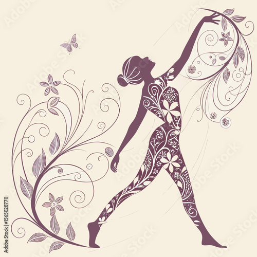 Girls in flowers background free online design download.