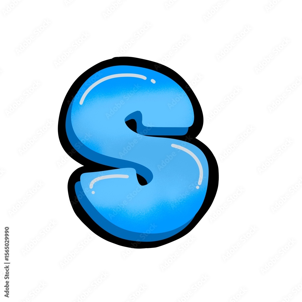 Naklejka premium Simple blue letter s