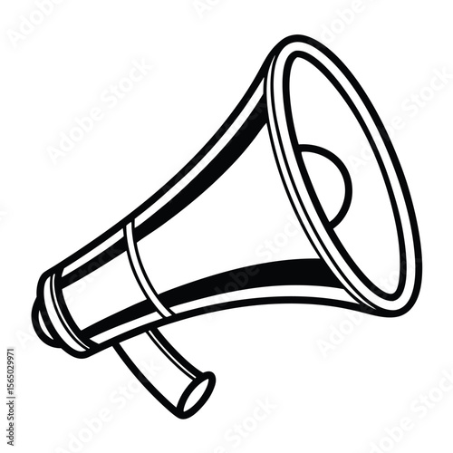 Black megaphone graphic with white background bullhorn