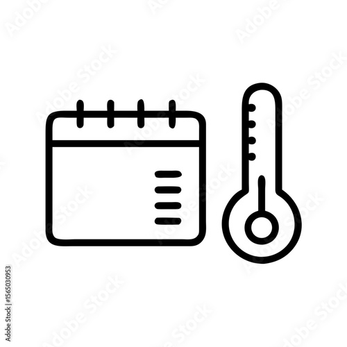 Thermometer and calendar — temperature check, transparent background