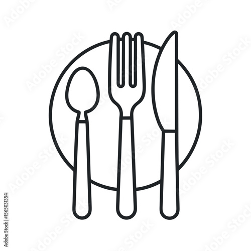 Kitchen Cutlery Line Art Vector Silhouette