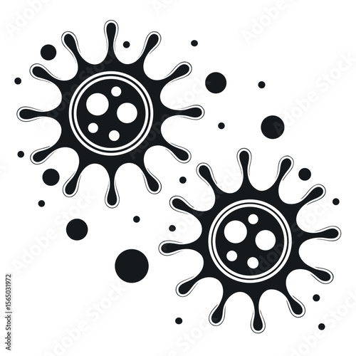 Black virus shapes with circular elements bacteria