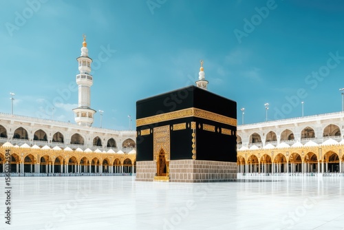Majestic Kaaba in Mecca: A Spiritual Center Under Clear Blue Skies