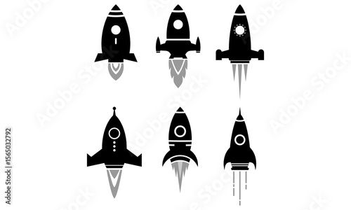 set rocket vector icon illustration design
