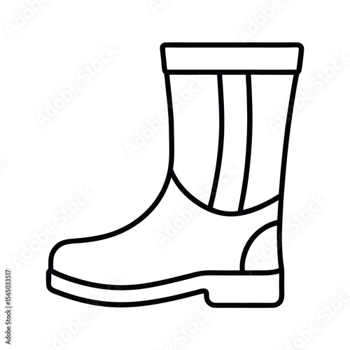 Rain Boot Outline Line Art Vector Clipart