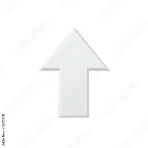 Flat white upward arrow icon with subtle gray gradient PNG