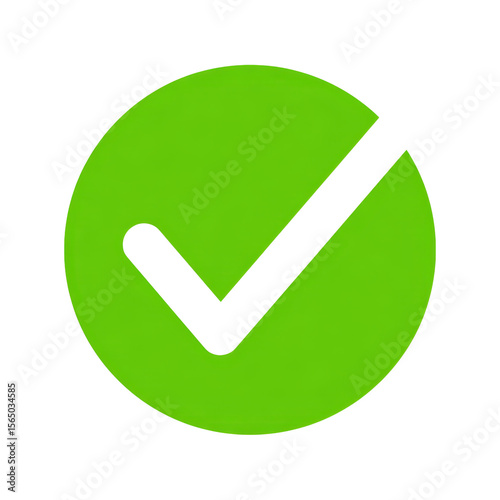 Flat white checkmark icon on bright green button PNG