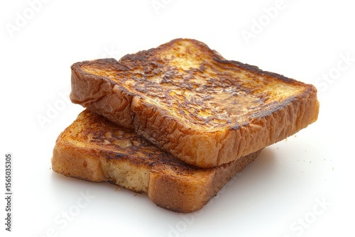High Quality Image of Two Pieces of French Toast on a White Background