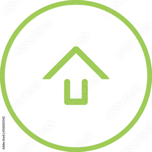 Green home icon inside circular frame PNG for UI/UX