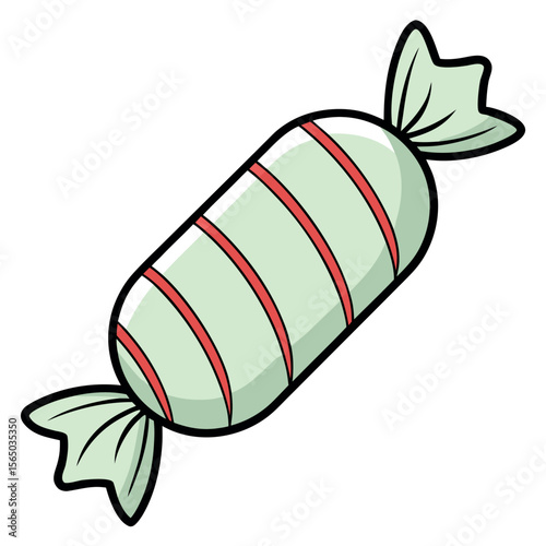 Mint candy with red stripes sweet treat