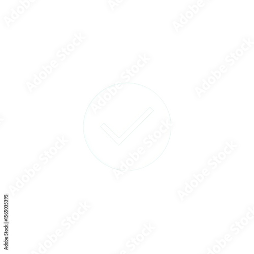 Minimal white checkmark in a circle icon isolated on transparent background