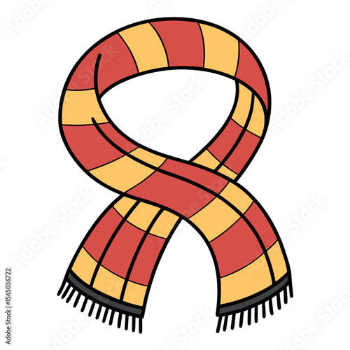 Red and yellow striped scarf winter clothing