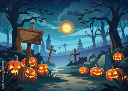 halloween background with pumpkin and bats