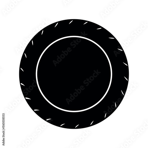 Paper Plate Dark Vector Silhouette Design