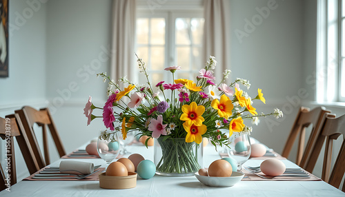 Wallpaper Mural easter table setting with flowers Torontodigital.ca