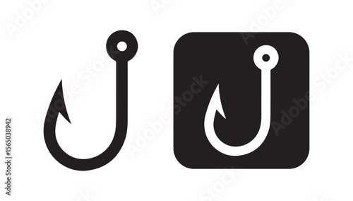 Hook icons. Fish hook logo icon, hook icon, fishing hook silhouette vector illustration eps 10