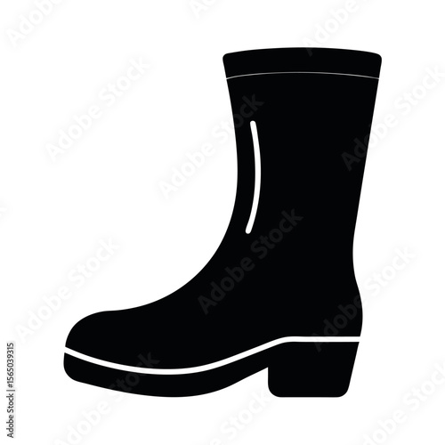 Rain Boot Silhouette Black Vector Graphic