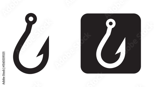 Hook icons. Fish hook logo icon, hook icon, fishing hook silhouette vector illustration eps 10