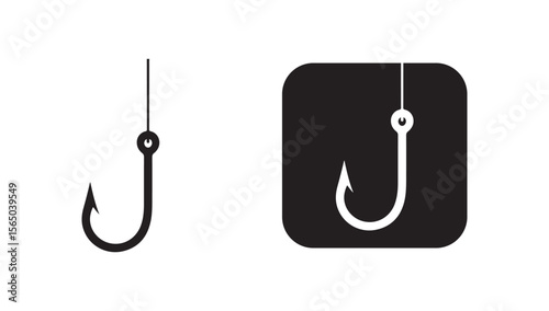 Fish hook logo icon. Fishing hook silhouette vector eps 10
