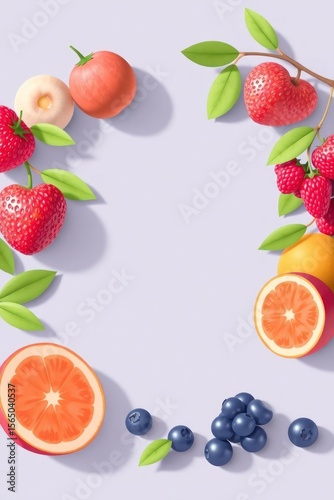 Wallpaper Mural copy space for text background with fruits vector 2d flat Torontodigital.ca