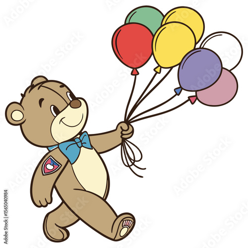 cartoon bear holding balloons
