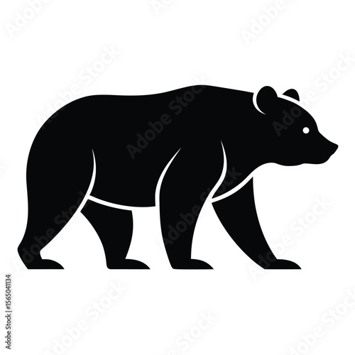 Majestic Black Bear Silhouette Vector Illustration of a Wild Animal