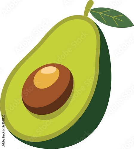 Halved Avocado Illustration: Healthy Food, Fruit & Superfood Icon Design