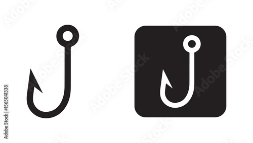 Hook icon logo. Fishing hook symbol. Fishing hook silhouette vector eps 10