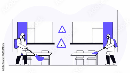 Fumigation in School Classroom Illustrated in Vector Art
Vector Artwork Showcasing Classroom Fumigation Process